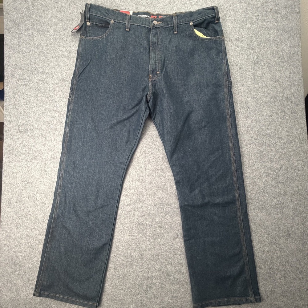 Dickies FLEX Men's Jeans W42 L32 Dark Wash Denim Relaxed Straight New